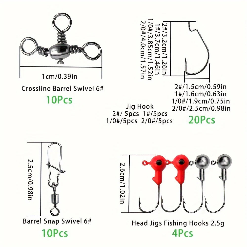 Complete Fishing Tackle Kit With Hooks Bait Swivels And Sinkers