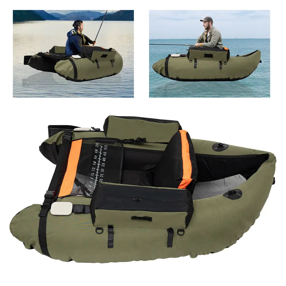 Inflatable Fishing Boat With Adjustable Backrest For 130kg Load Capacity