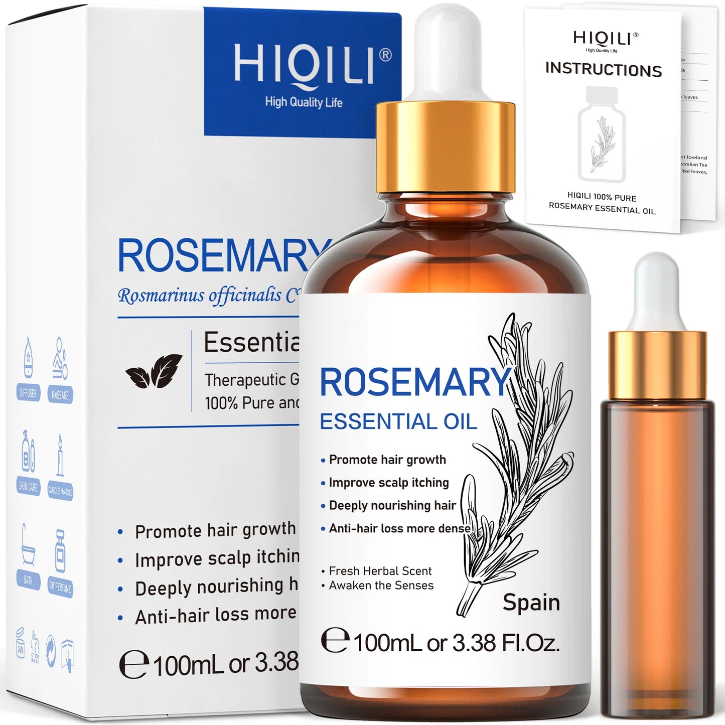 HIQILI Rosemary Jasmine Lavender Mint Essential Oil For Hair Care
