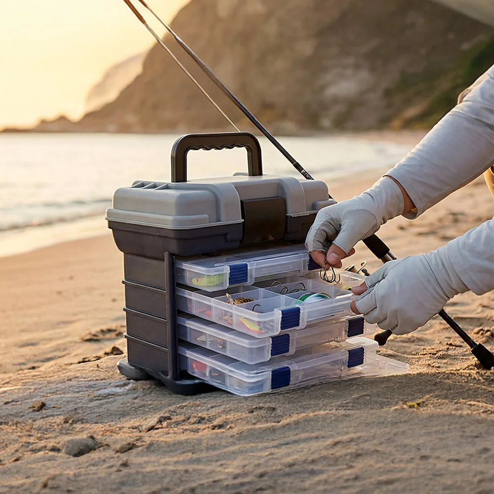 Portable Fishing Tackle Box Kit With Pliers And Lure Organizer
