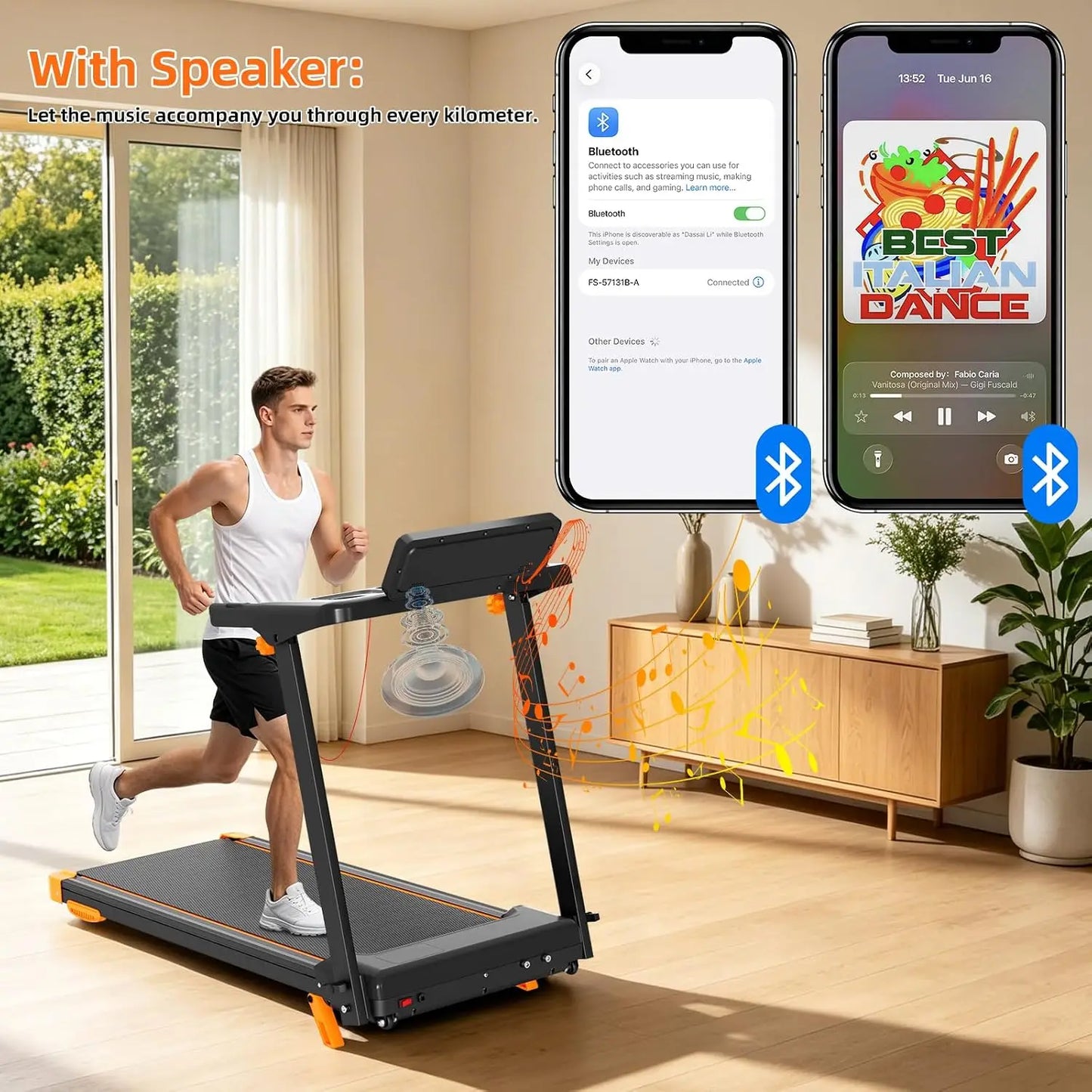 Foldable Walking Pad Treadmill With Incline And Bluetooth Speaker