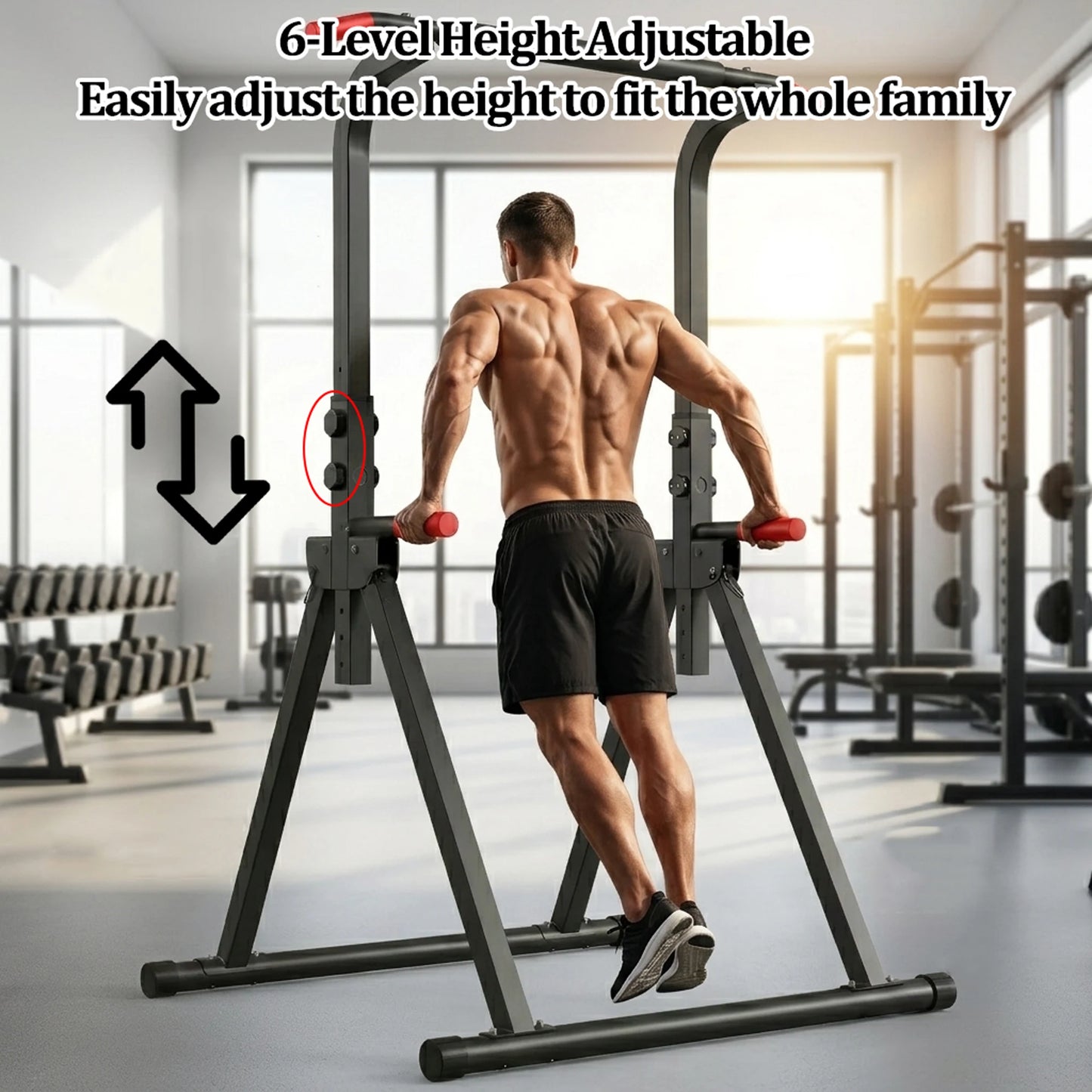 Foldable Power Tower Pull Up Bar Dip Station Strength Home Gym