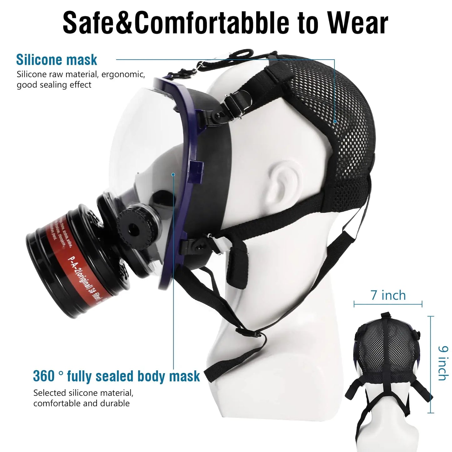 Professional Full Face Respirator With Activated Carbon Filter