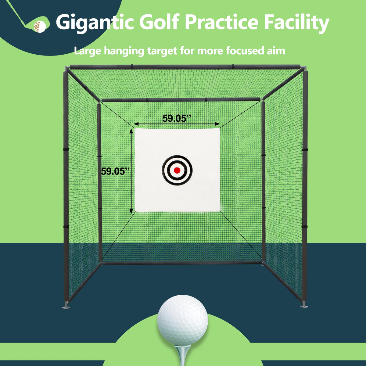Heavy Duty Golf Practice Cage Net with Target and Mat
