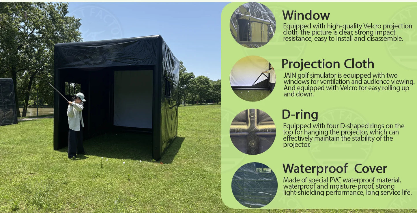 Inflatable Golf Simulator Enclosure With Air Pump And Carry Bag