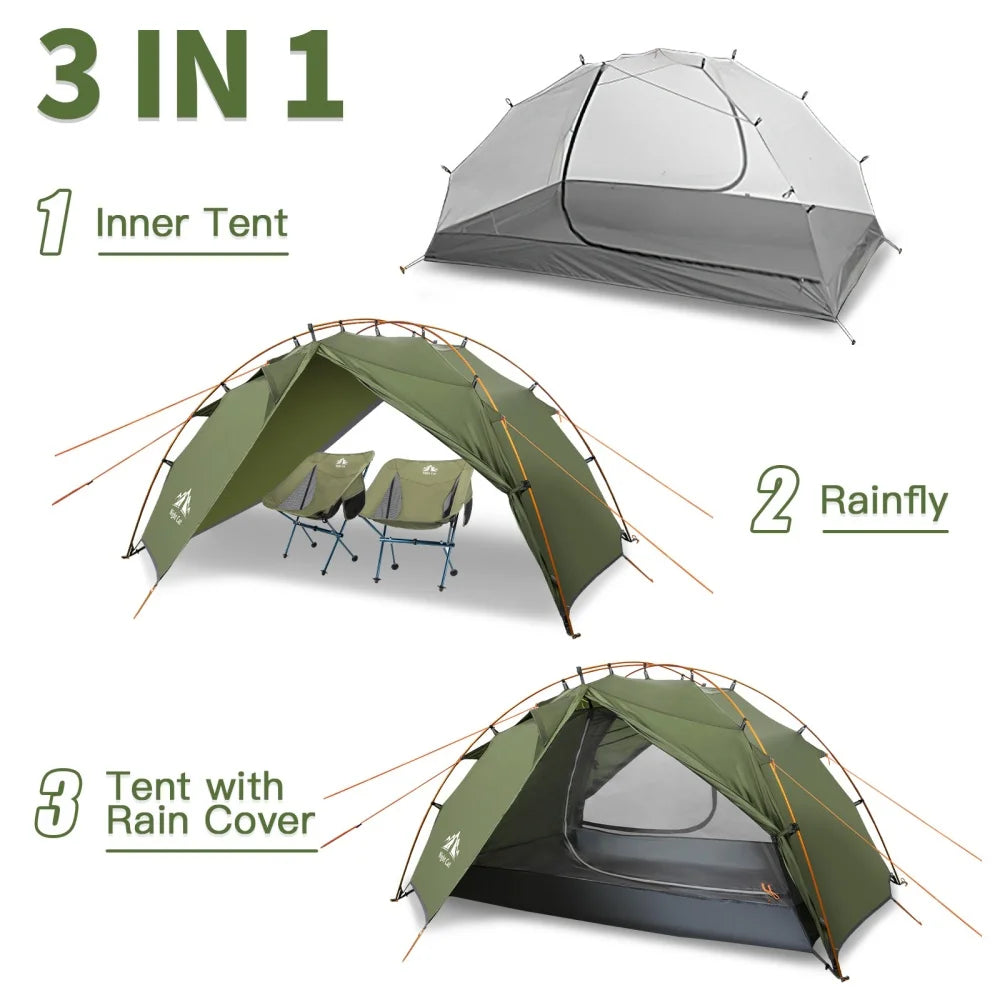 Night Cat Lightweight Waterproof Two Person Backpacking Camping Tent