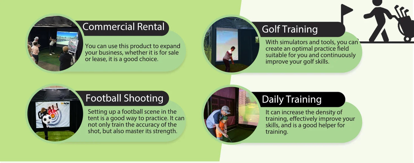 Inflatable Golf Simulator Enclosure With Air Pump And Carry Bag