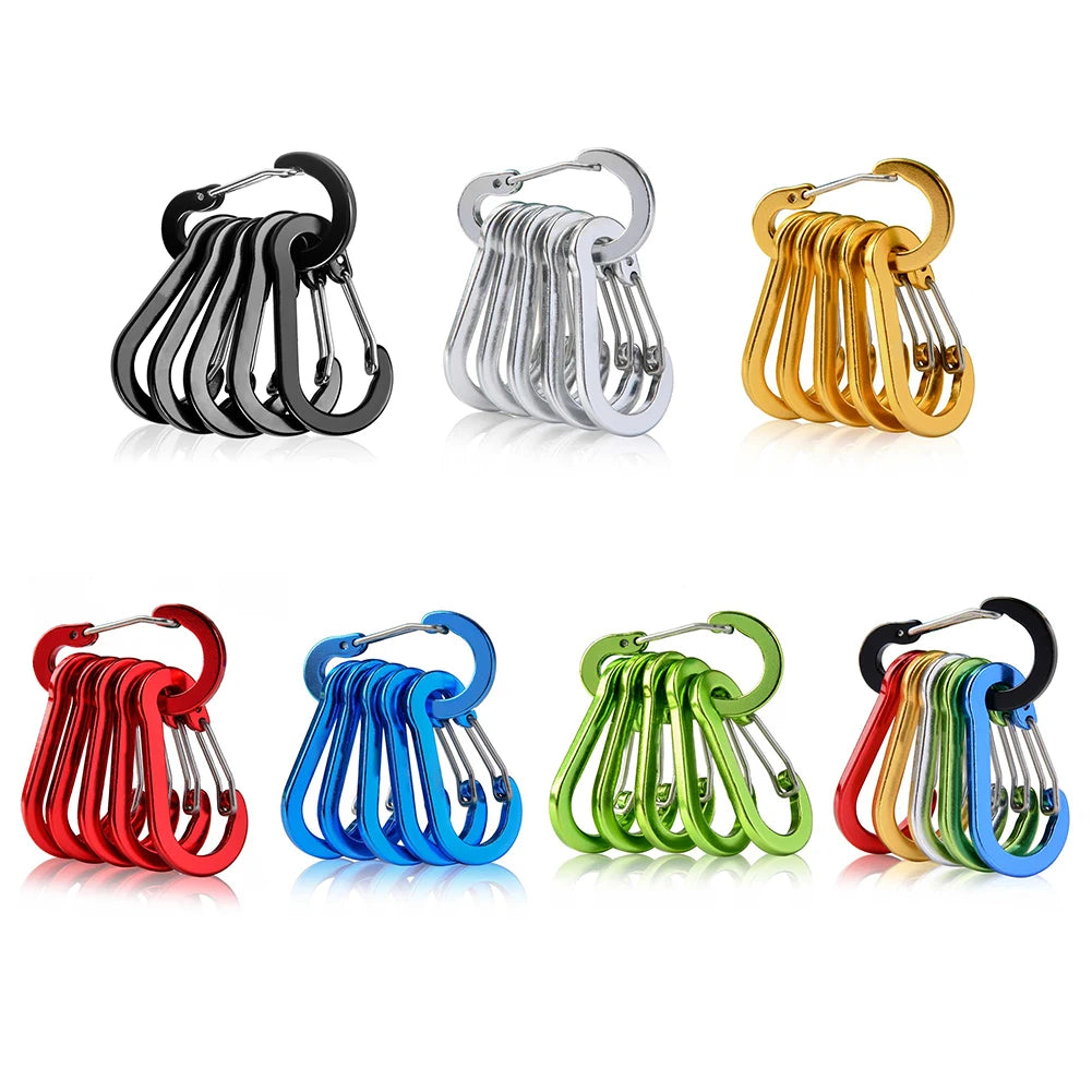 West Biking 6Pcs D Shape Carabiner Set for Outdoor Use