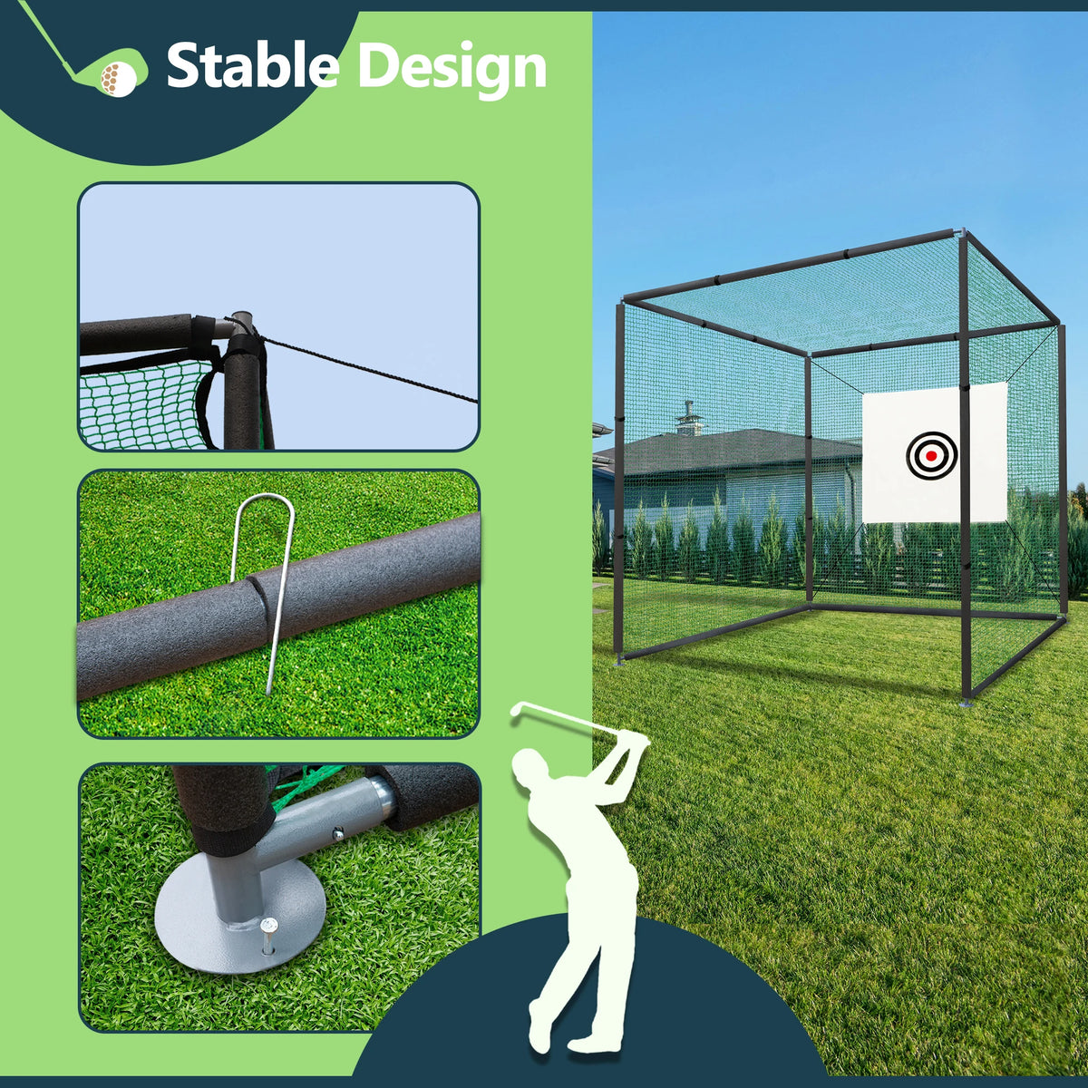 Heavy Duty Golf Practice Cage Net with Target and Mat