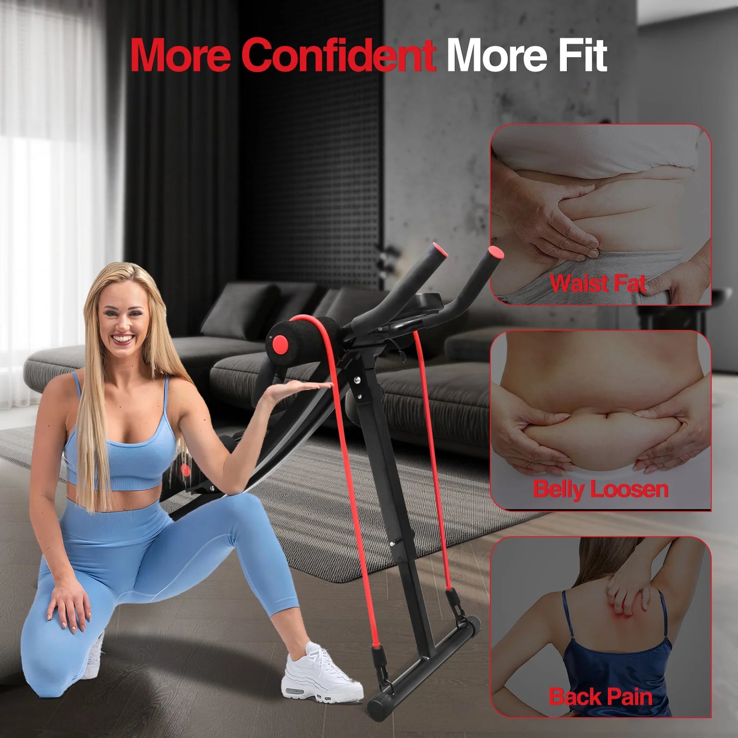 Foldable Ab Machine For Home Gym Core Workout With LCD Display