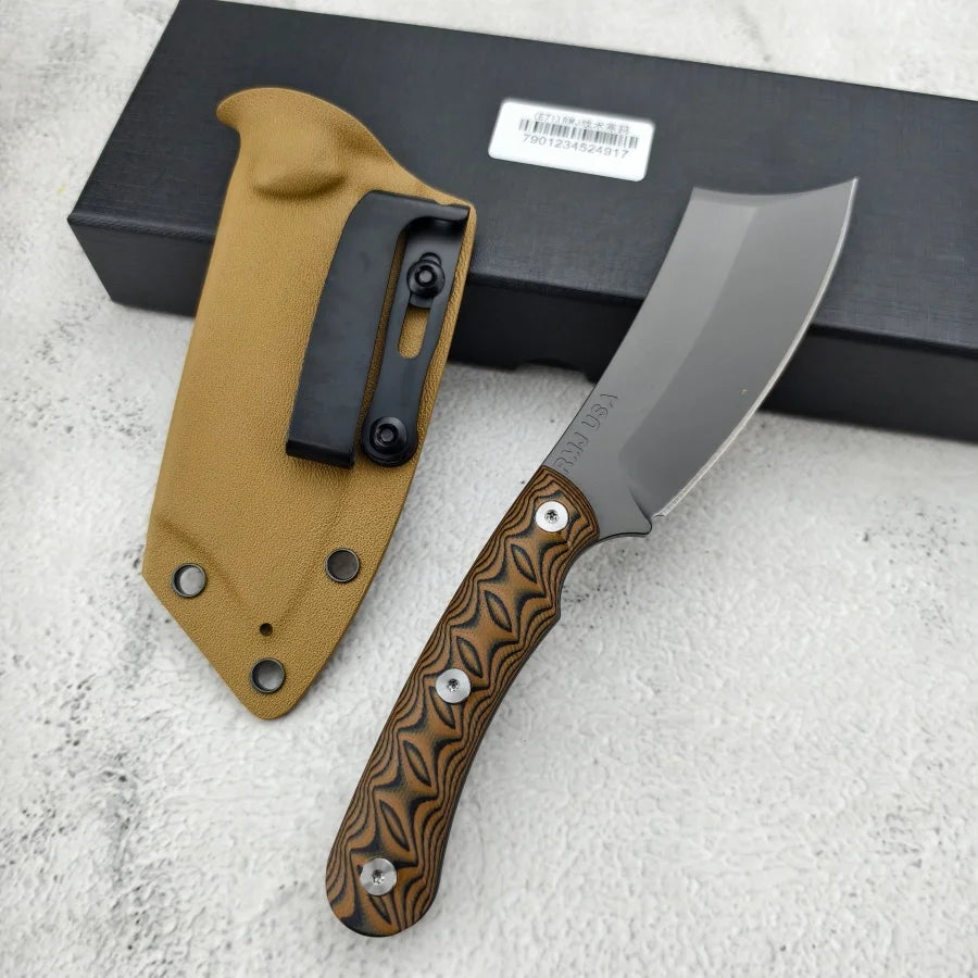 RMJ Outdoor Rock Climbing Knife With 8Cr13MoV Blade G10 Handle