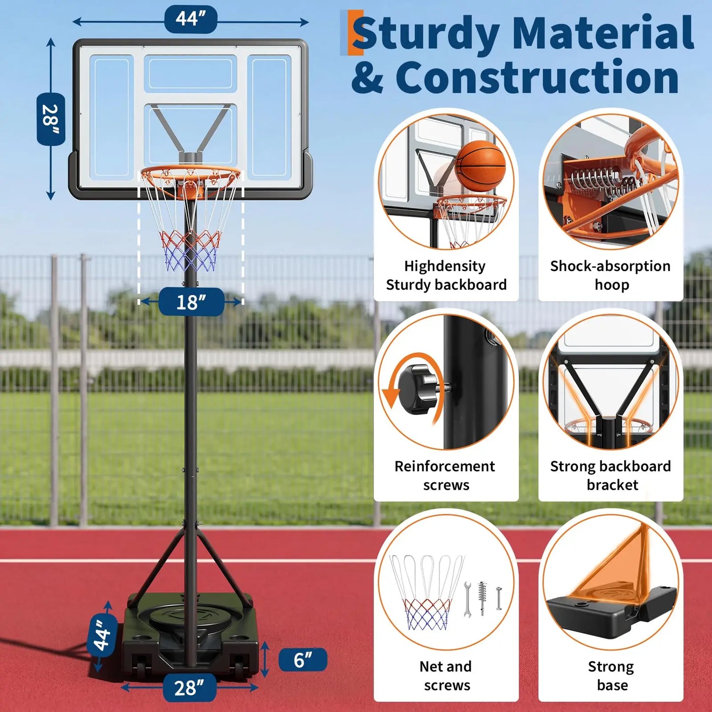 HiMiss Portable Basketball Hoop Adjustable Outdoor Family Game System