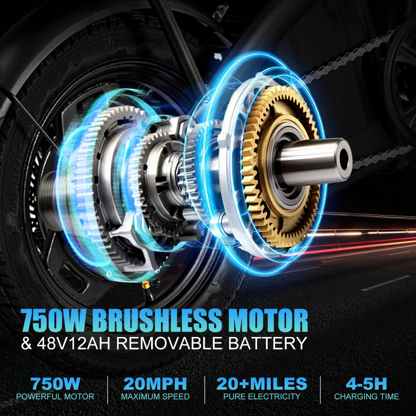 T5 Foldable Electric Bike 48V Peak Power Dual Disc Brakes