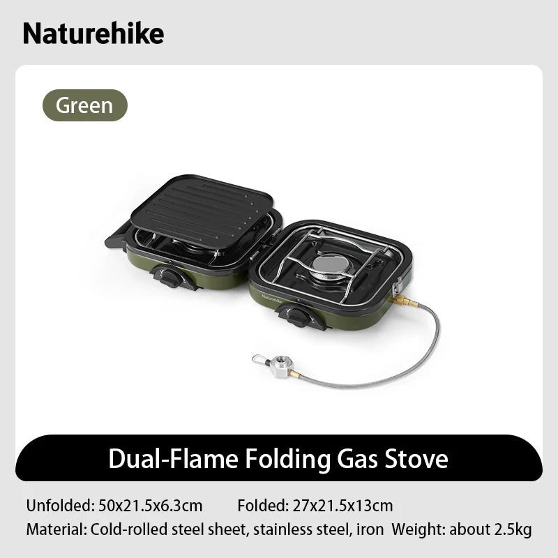 Naturehike Two Burner Portable Folding Gas Camping Stove With Griddle