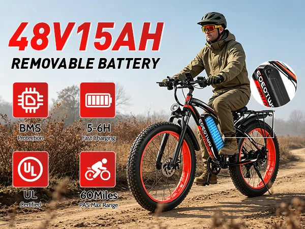 EOEOTWO E01 1000W Fat Tire Electric Bike Adults Extended Range