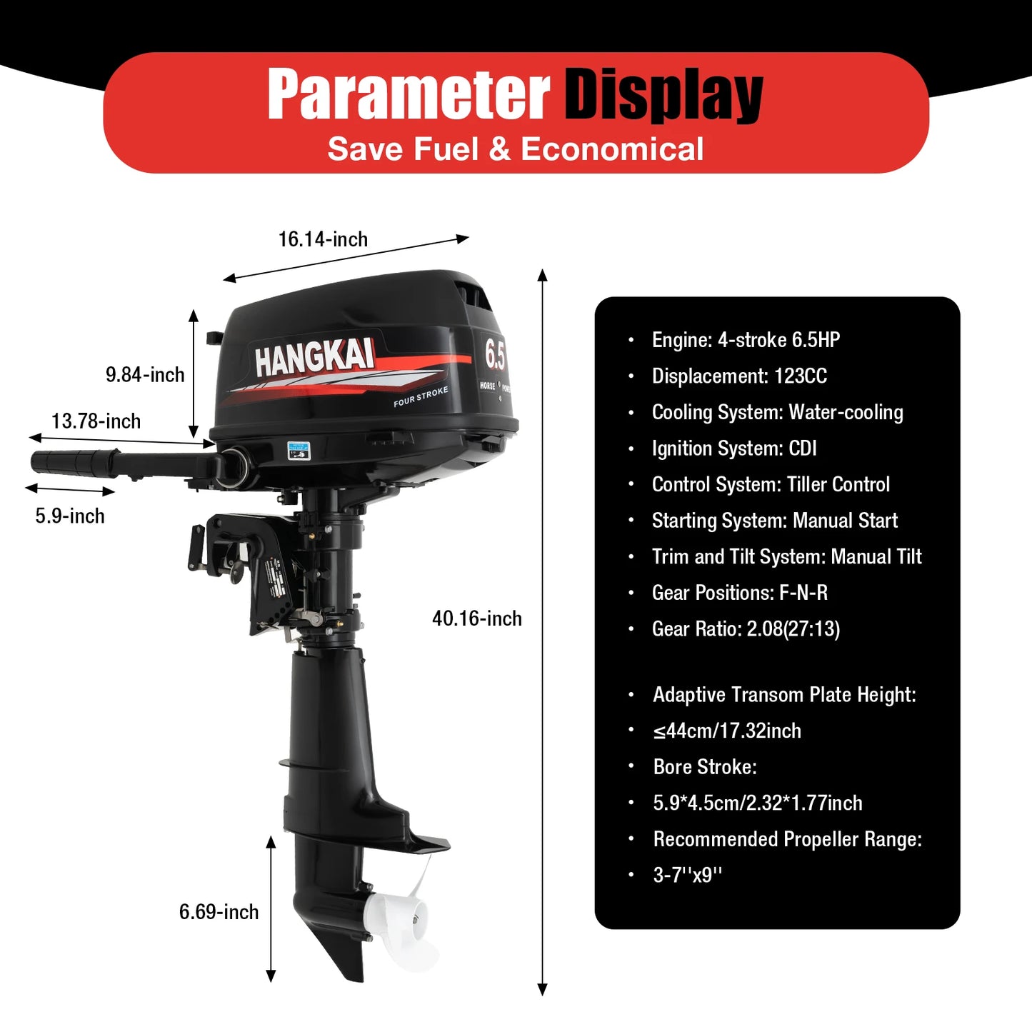 Six Point Five HP Outboard Motor With CDI Ignition System