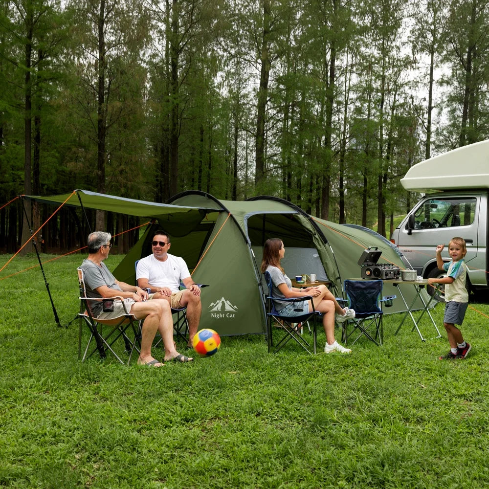 Night Cat 4 Person Family Tent With Porch Waterproof Camping