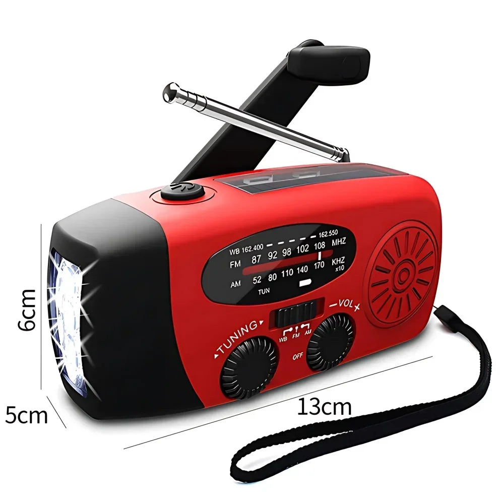Portable Solar Hand Crank Emergency Radio With Power Bank