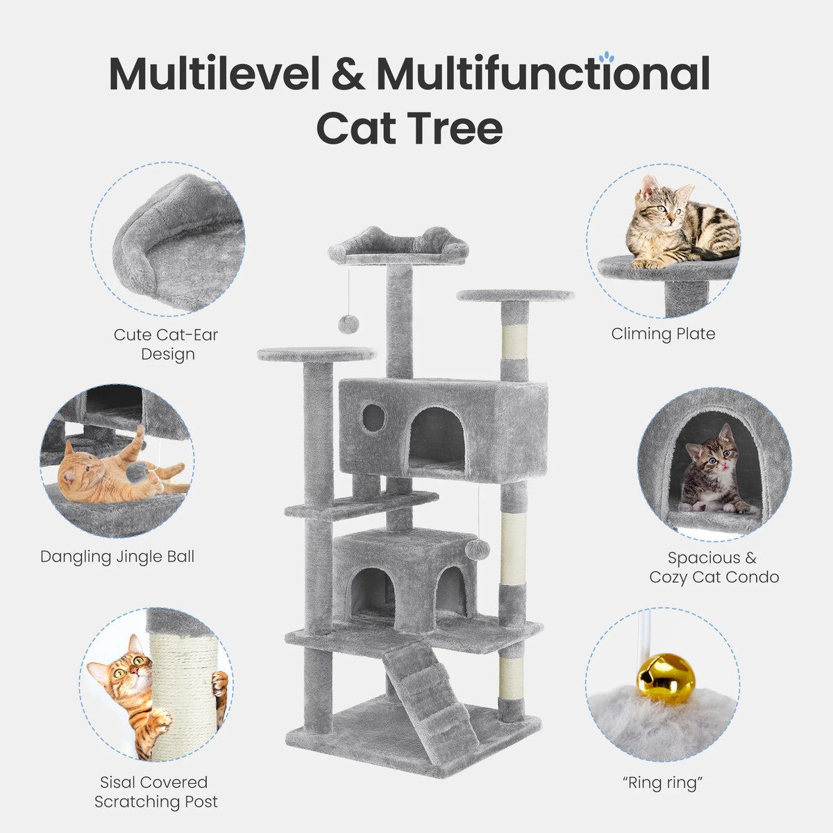 MCQ Multi-Level Cat Tree With Scratching Post Condo Toys