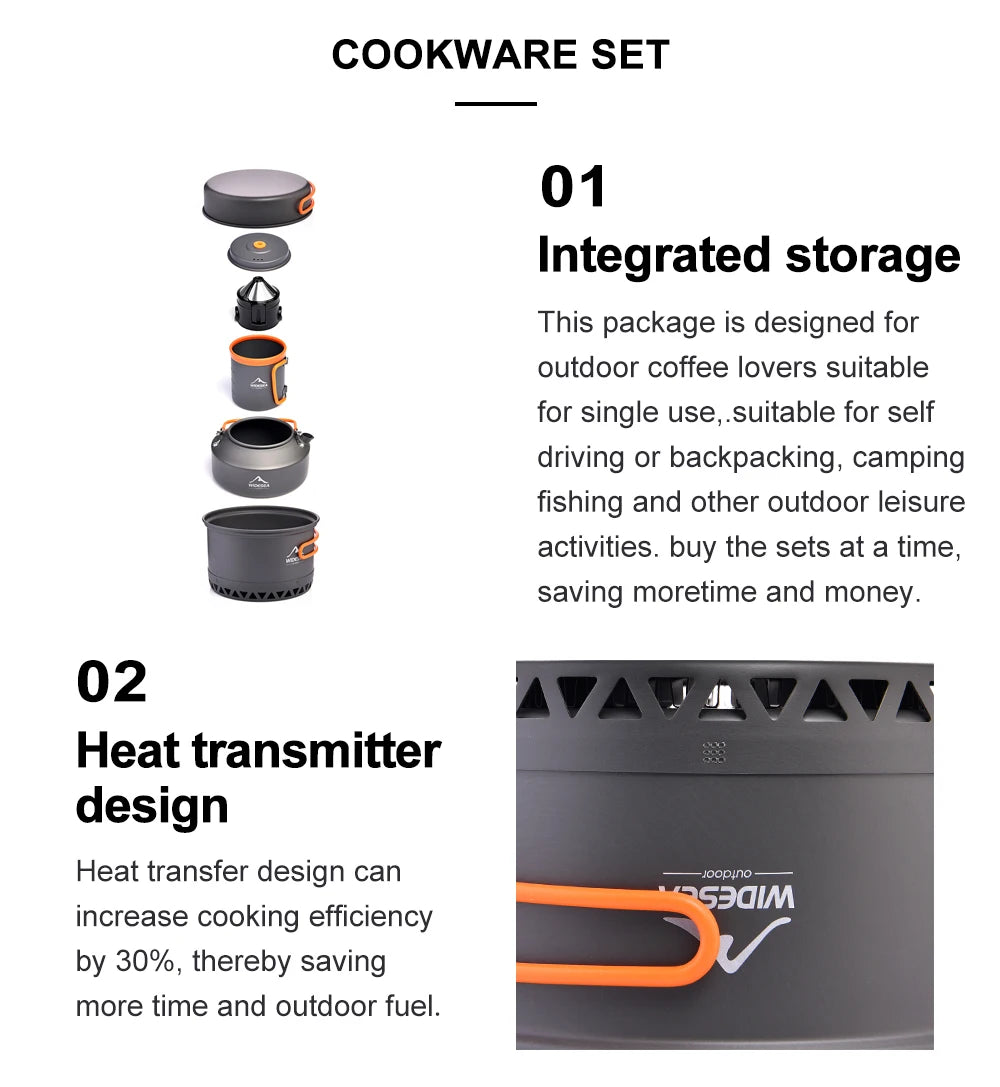 Widesea Outdoor Camping Cookware Set For Hiking Picnic