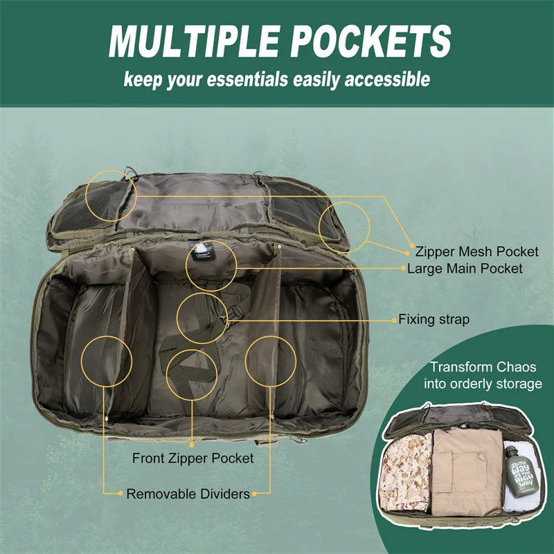 LQARMY Tactical Hiking Backpack for Camping Travel and Mountaineering