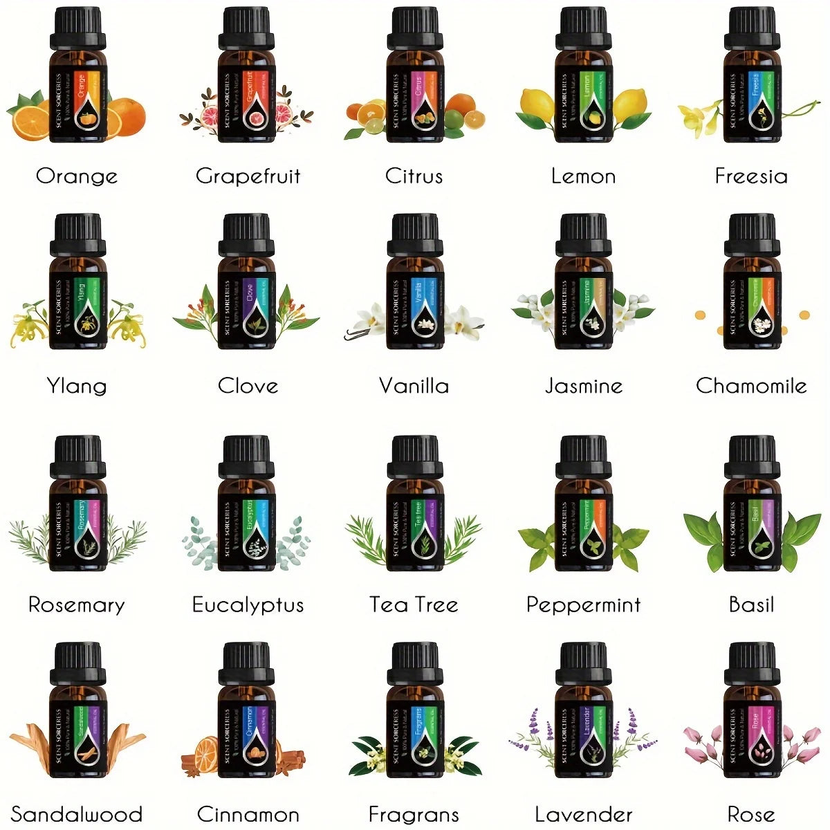 20Pcs/Set Classic Brand Essential Oil Set Lavender Eucalyptus Sweet Orange Lemon Aromatherapy Essential Oils Exclusive Formula