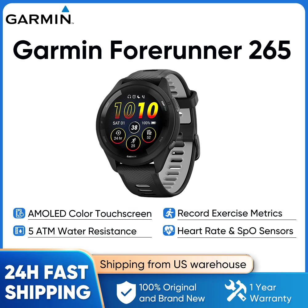 Garmin Forerunner 265 GPS Smartwatch With AMOLED Heart Rate Tracking