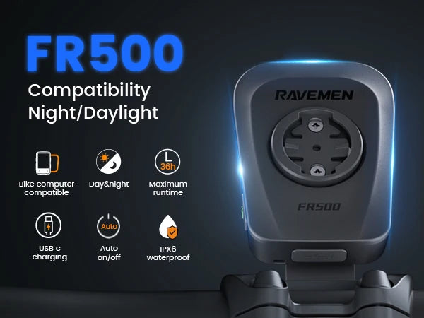 RAVEMEN FR500 USB-C Rechargeable Bicycle Headlight With Auto On Off
