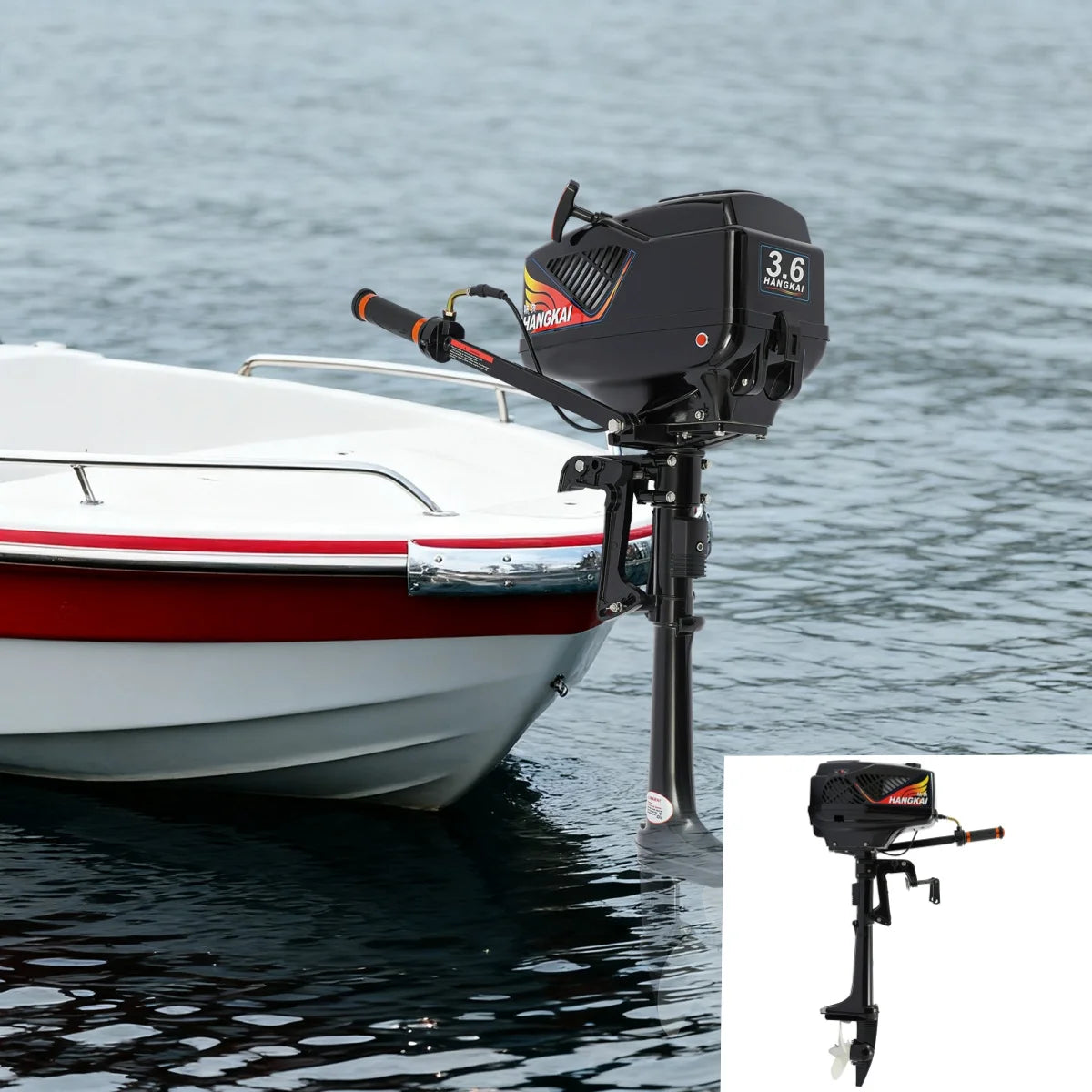 Bymaocar 3.6HP Gas Outboard Motor 2 Stroke Short Shaft For Dinghy Boats