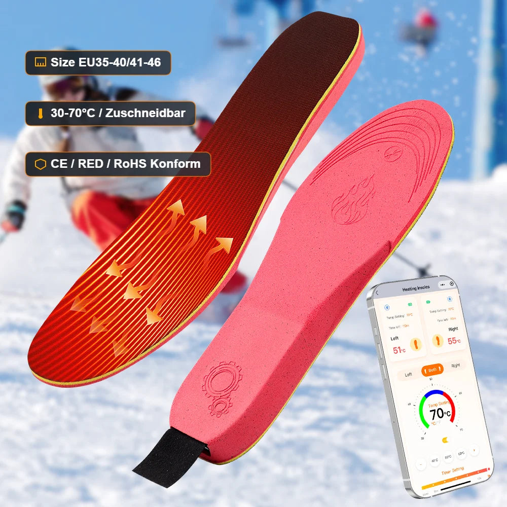 Rechargeable App Controlled Heated Insoles with Dual Temperature Control