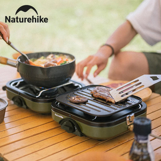 Naturehike Two Burner Portable Folding Gas Camping Stove With Griddle
