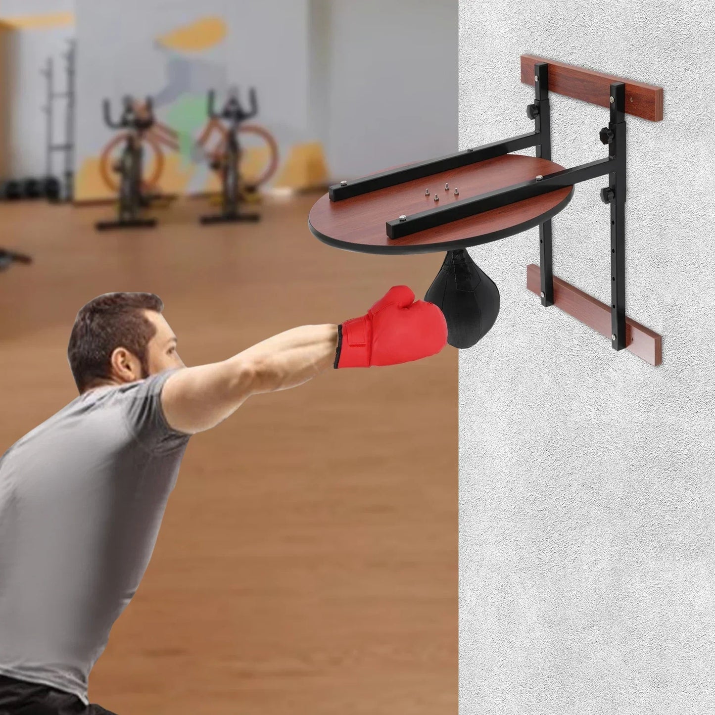 Adjustable Wall Mounted Speed Bag Platform With Pu Boxing Ball