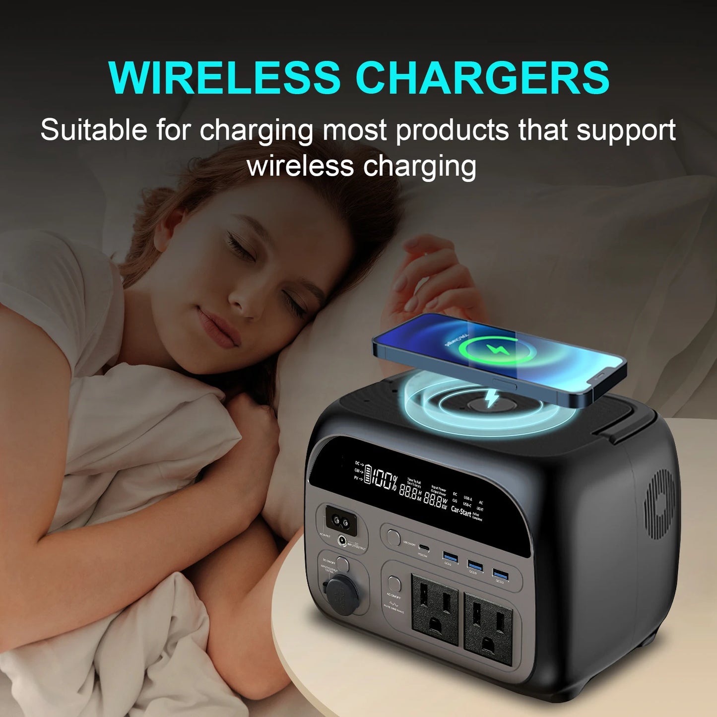 CTOLITY 500W LiFePo4 Solar Portable Power Station For Family Camping