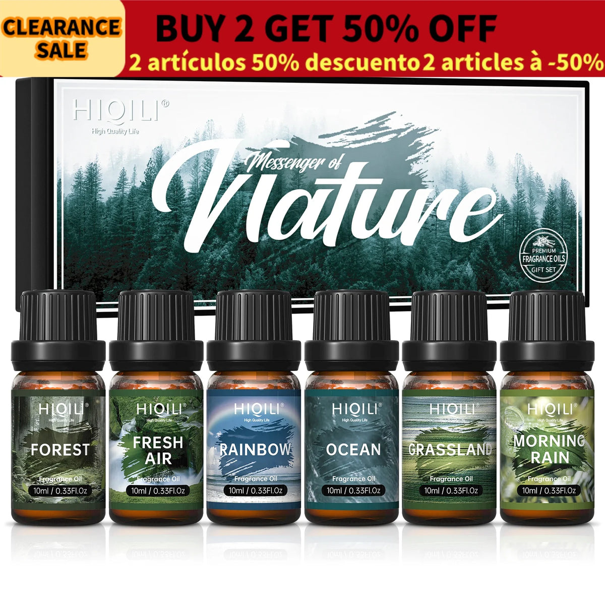 HIQILI Nature Fragrance Oils Set for Diffusers, Aromatherapy and Candles