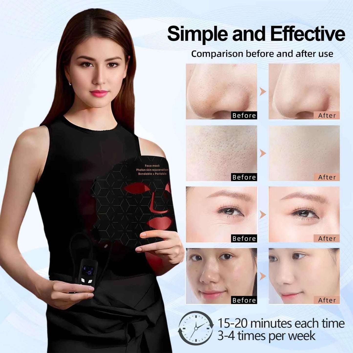 UBilli 4 Modes Portable LED Face Mask For Anti Aging