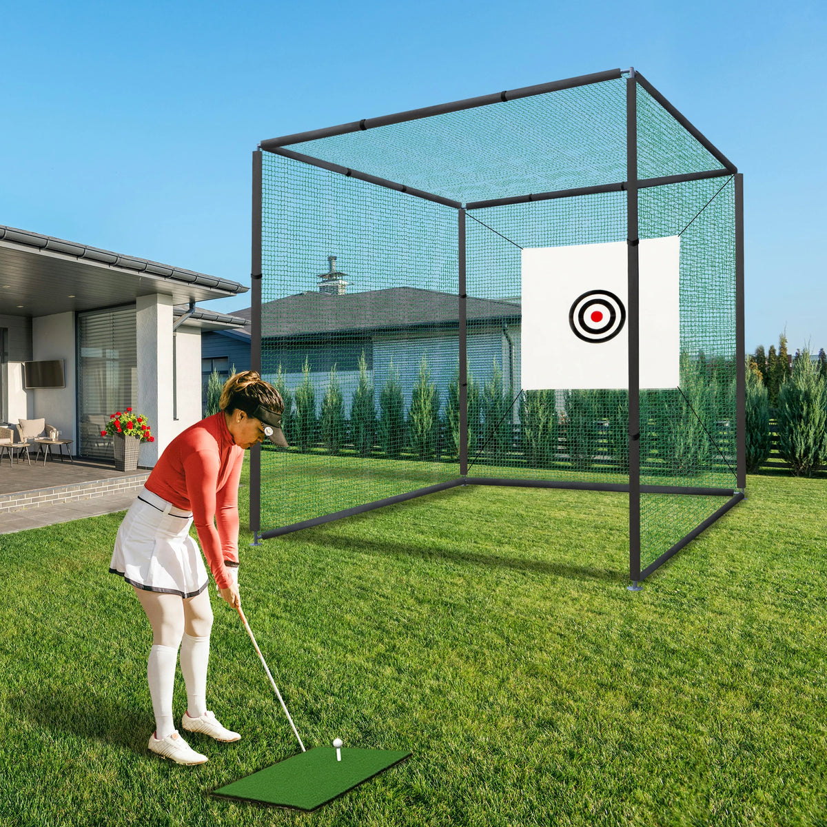 Heavy Duty Golf Practice Cage Net with Target and Mat