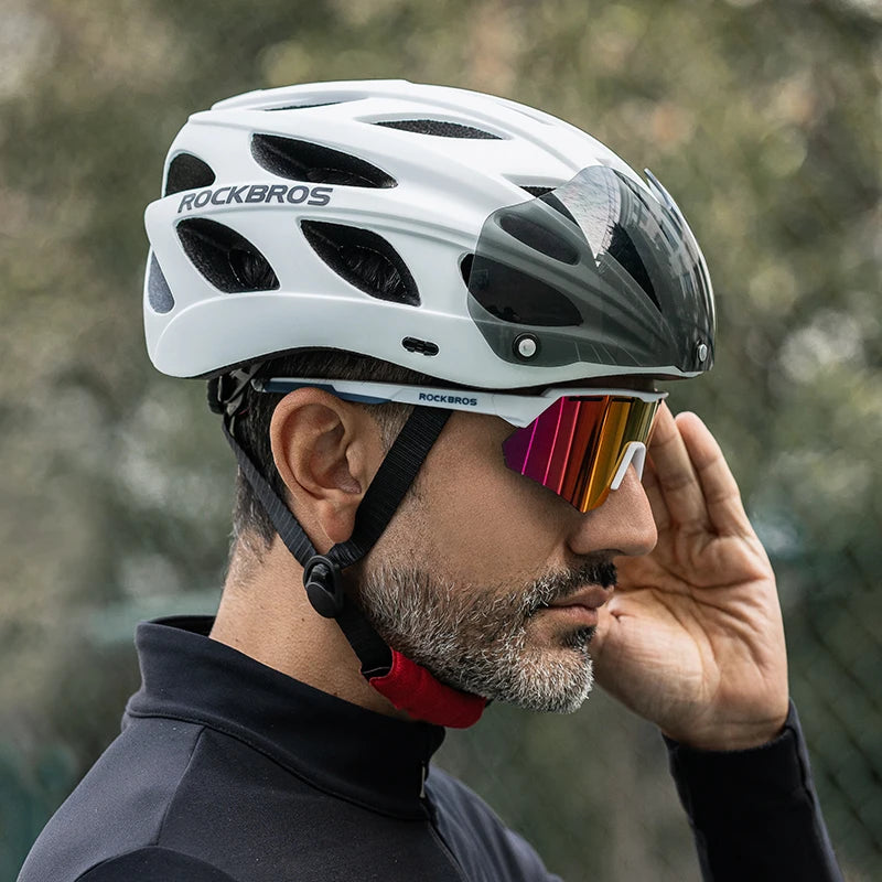 Rockbros Lightweight Cycling Helmet With Goggles For Road And Mountain