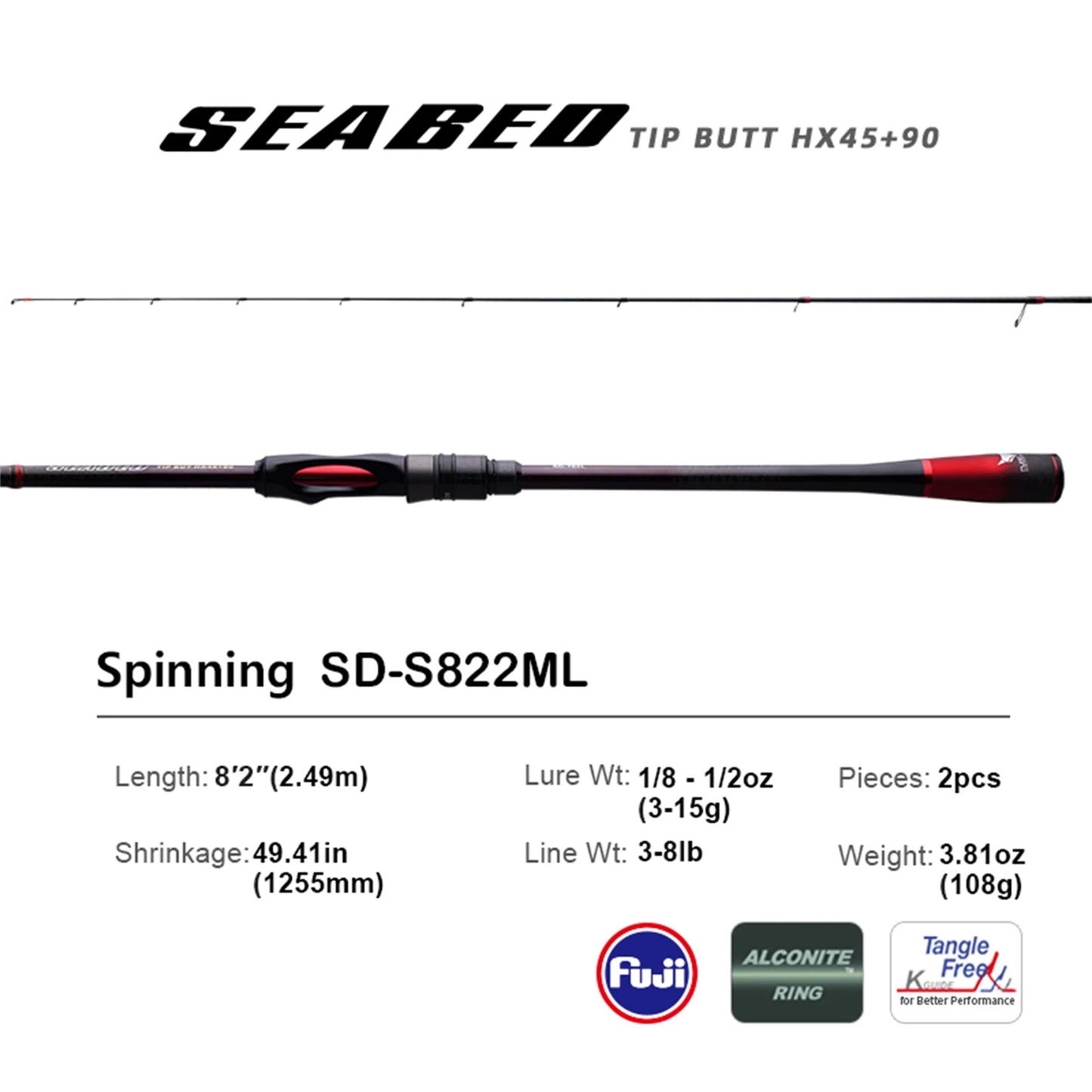 Purelure Seabed Carbon Spin Rod With Fuji Components