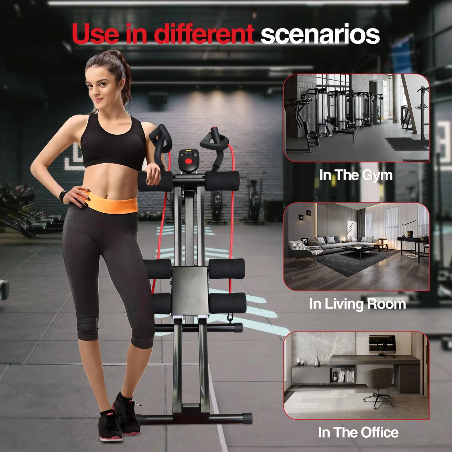 Foldable Ab Machine With Display Home Gym Fitness Trainer