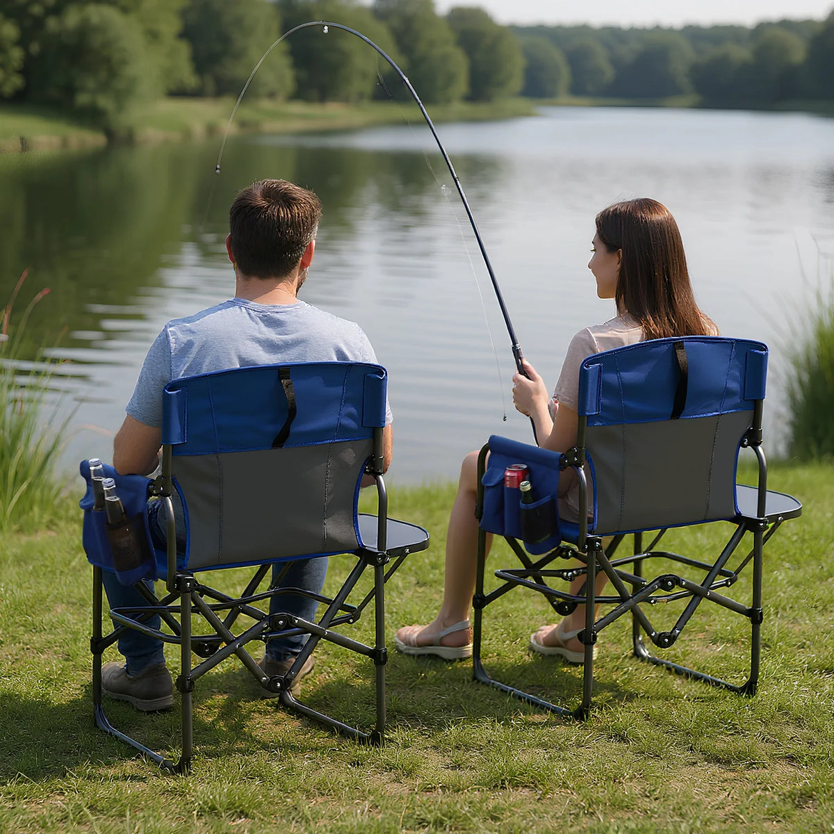 HiMISS Heavy Duty Folding Directors Chair With Side Table