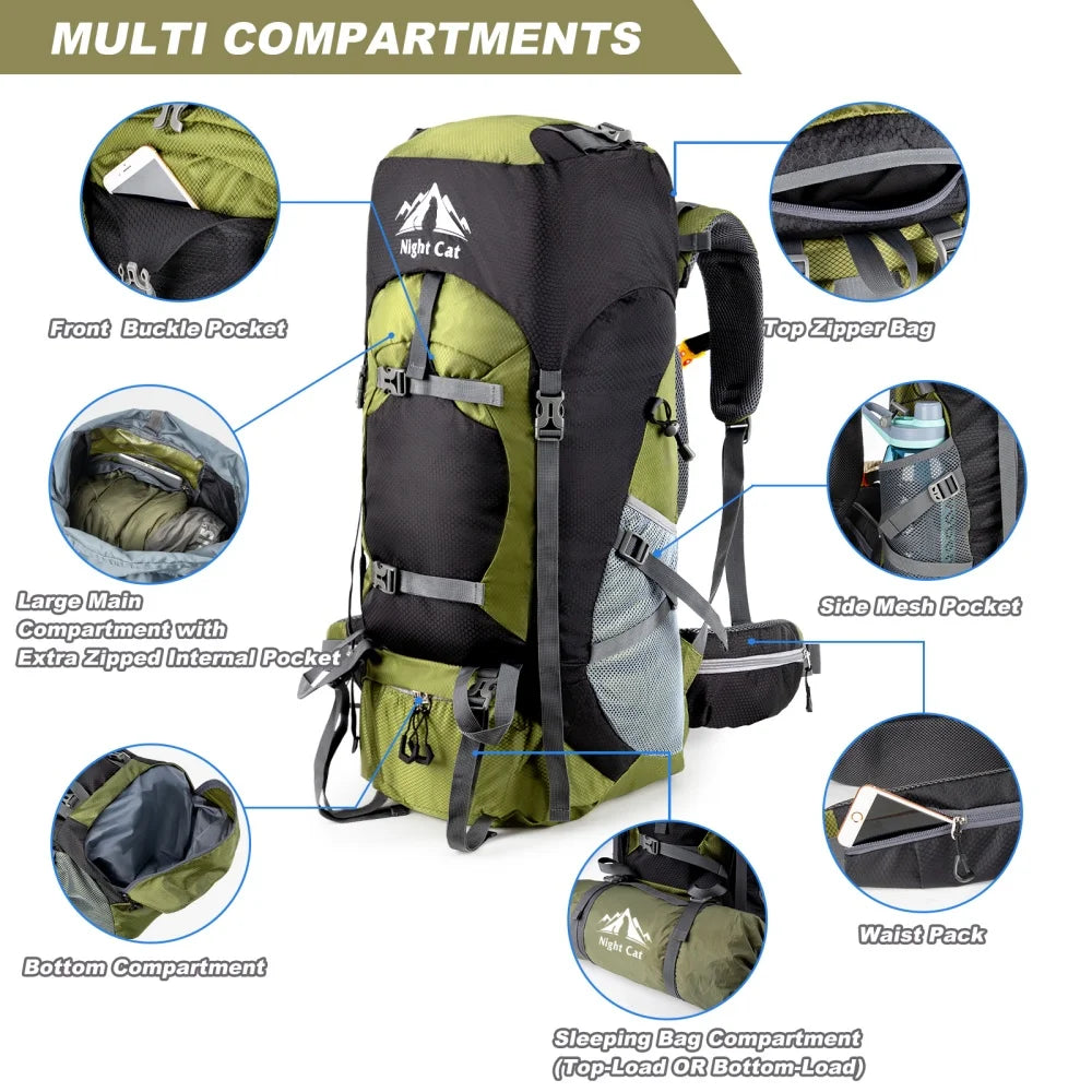 Night Cat Hiking Backpack Waterproof Outdoor Travel Pack