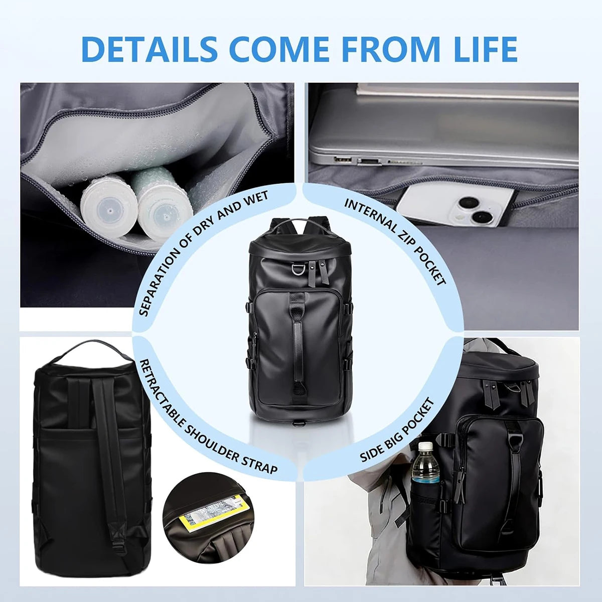 Convertible Gym Duffel Bag Backpack For Travel And Sports