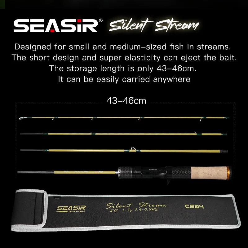SeaSir Silent Stream Carbon Fiber Four Section Fishing Rod