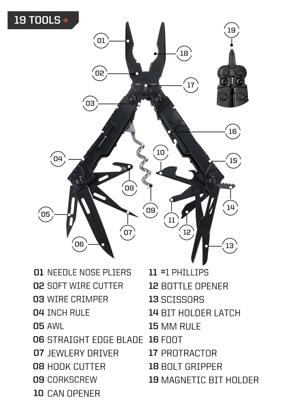 SOG PowerLitre 19 Function Stainless Steel Compact Multitool