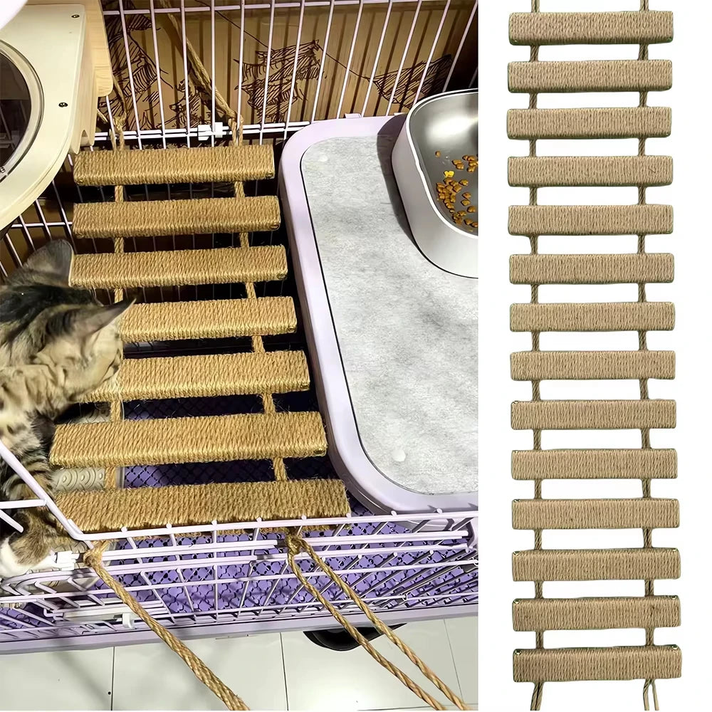 Cat Sisal Rope Bridge Ladder and Scratcher for Cage Furniture