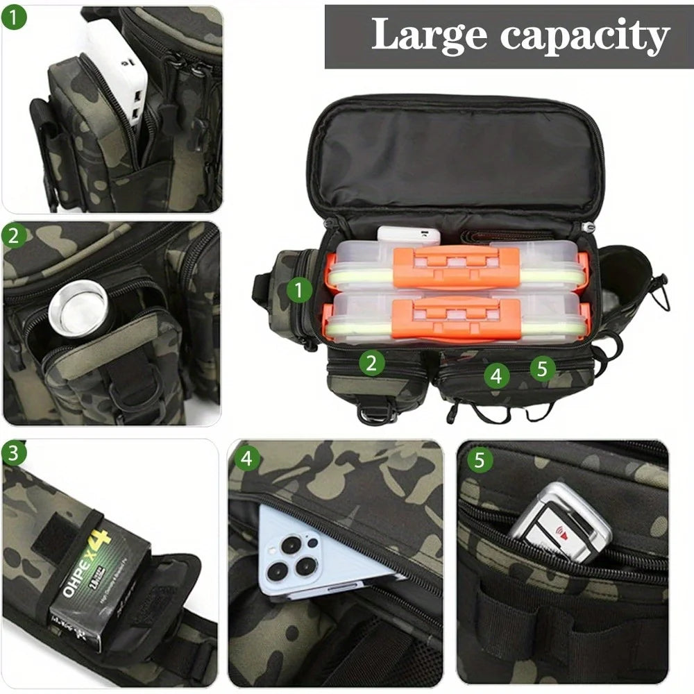 Multipurpose Nylon Fishing Tackle Backpack Waist Bag