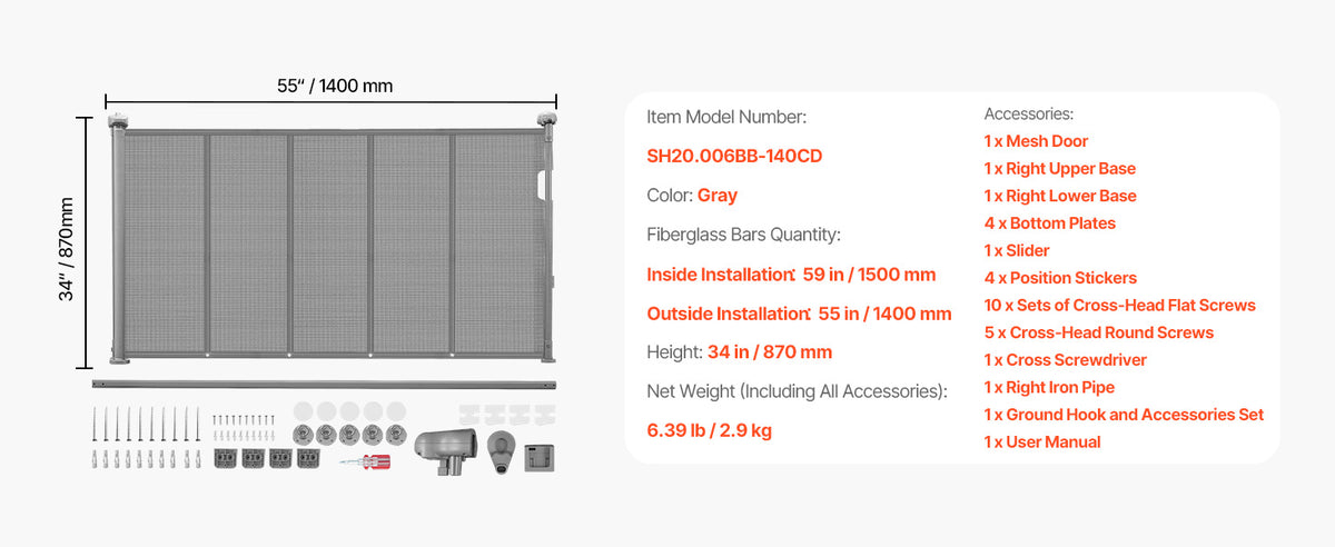 SucceBuy Retractable Baby Gate for Kids and Pets Easy Installation