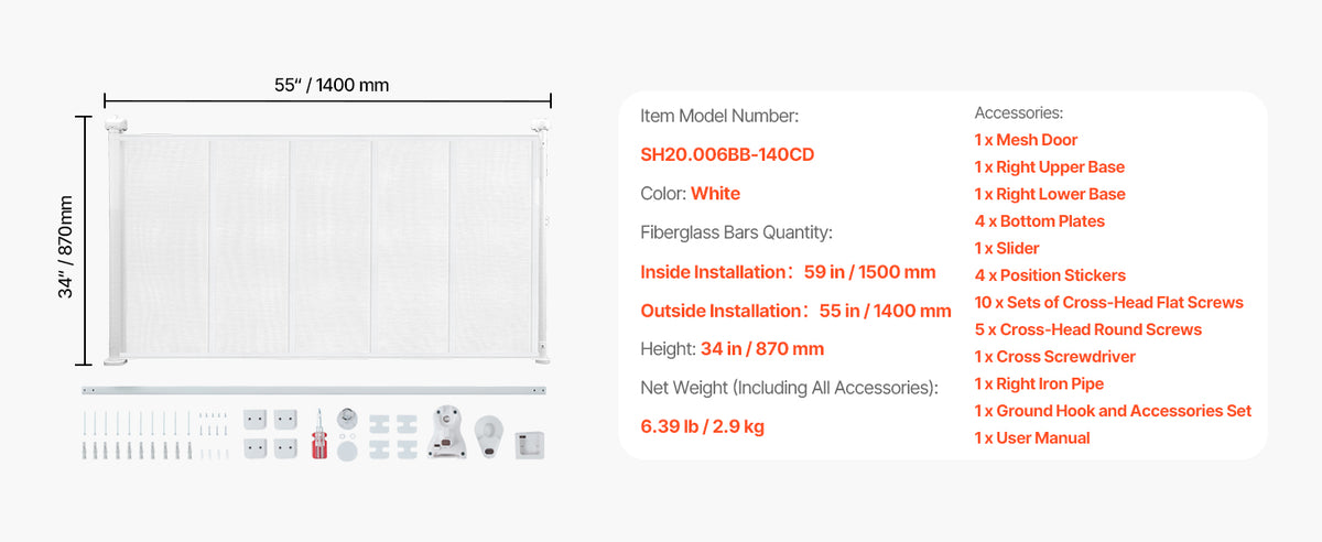 SucceBuy Retractable Baby Gate for Kids and Pets Easy Installation