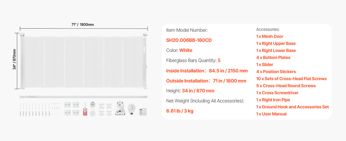 SucceBuy Retractable Baby Gate for Kids and Pets Easy Installation