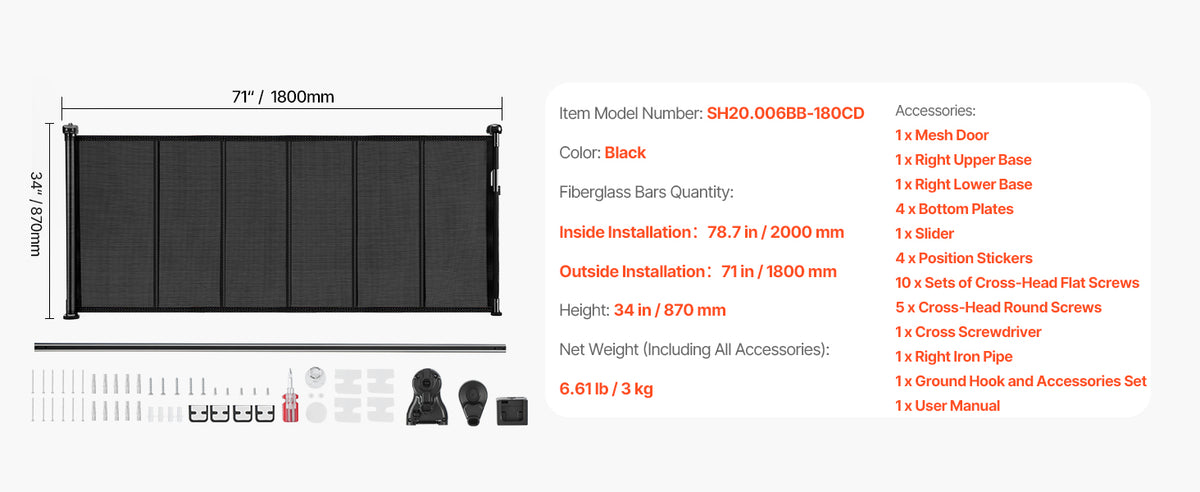 SucceBuy Retractable Baby Gate for Kids and Pets Easy Installation